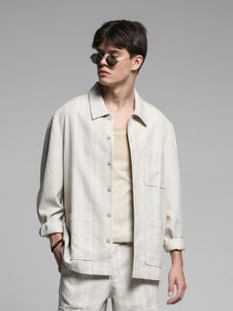 Jack & Jones - Grey Stripes Viscose Oversized Shirt