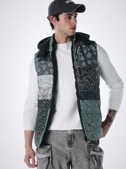 Jack & Jones - Green Printed Polyester Regular Reversible Jacket