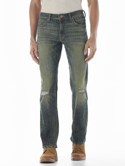 Jack & Jones - Blue Solid Cotton Blend Regular Jeans