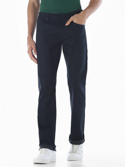 Jack & Jones - Blue Solid Cotton Blend Regular Jeans