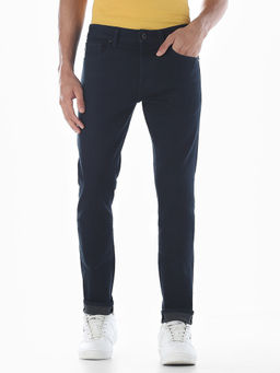 Jack & Jones - Blue Solid Cotton Blend Slim Jeans
