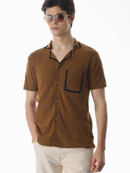 Jack & Jones - Brown Solid Cotton Oversized Shirt