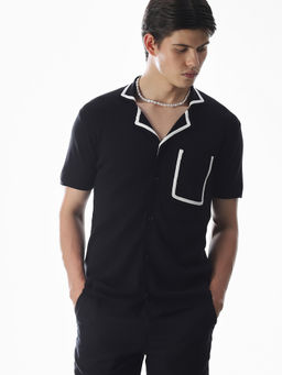 Jack & Jones - Black Solid Cotton Oversized Shirt