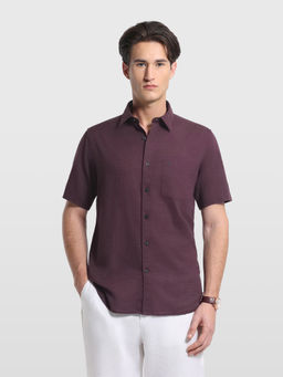 Arrow Sports - Red Solid Cotton Regular Shirt