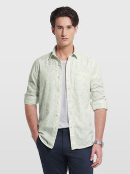 Arrow Sports - White Printed Cotton Slim Shirt