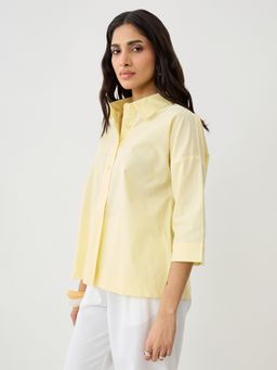 Femmella - Butter Yellow Poplin Pleat Detail Shirt