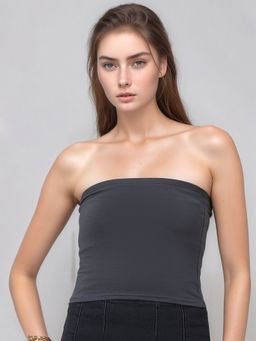 98 Degree North - Women Charcoal Cotton Tube Top