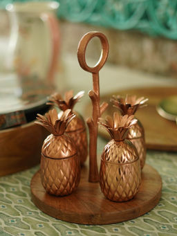 Manor House - Pineapple Decorative Mukhwas Supari Set- Copper Finish (Set Of 9)