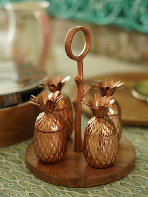 Manor House Pineapple Decorative Mukhwas Supari Set- Copper Finish (Set Of 9)