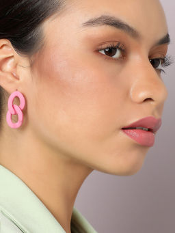 Sohi - Pink Contemporary Drop Earrings