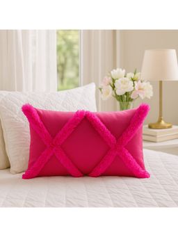 THROW PILLOW - Stylish Pink Criss Cross Tufted Cushion Cover