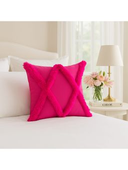 THROW PILLOW - Stylish Pink Criss Cross Tufted Cushion Cover