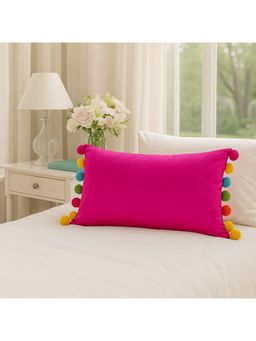 THROW PILLOW - Bright Magenta with Multi-Tassel Cushion Cover