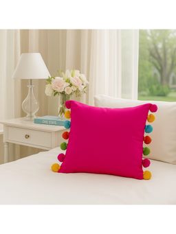 THROW PILLOW - Bright Magenta with Multi-Tassel Cushion Cover