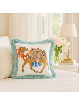 THROW PILLOW - Safari Mint Green Fringe Camel Cushion Cover