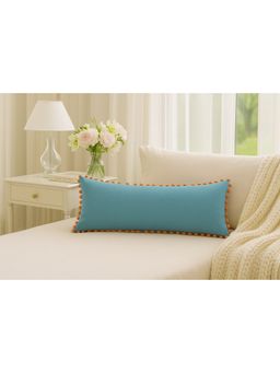 THROW PILLOW - Bohemian Blue Pom-Pom Cushion Cover