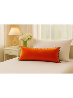 THROW PILLOW - Playful Orange Pom-Pom Cushion Cover