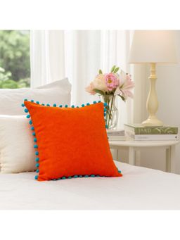THROW PILLOW - Playful Orange Pom-Pom Cushion Cover
