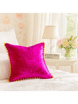 THROW PILLOW - Vibrant Pink Pom-Pom Cushion Cover