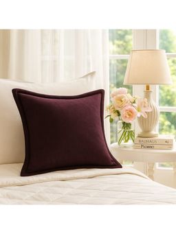 THROW PILLOW - Elegance Solid Brown Flanged Cushion Cover