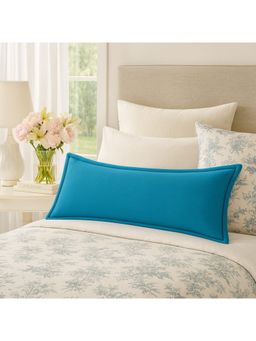THROW PILLOW - Elegance Solid Cerulean Blue Flanged Cushion Cover
