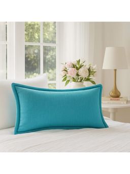 THROW PILLOW - Elegance Solid Ice Blue Flanged Cushion Cover