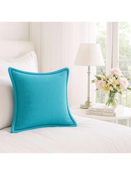 THROW PILLOW - Elegance Solid Ice Blue Flanged Cushion Cover