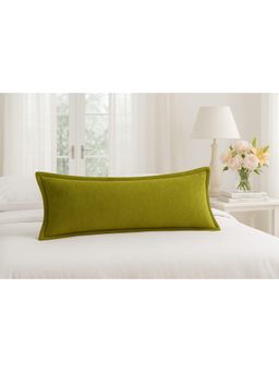 THROW PILLOW - Elegance Solid Olive Green Flanged Cushion Cover