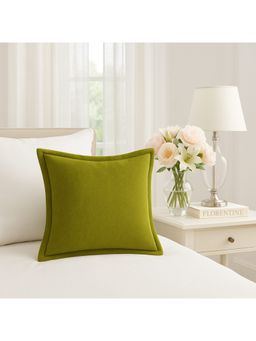 THROW PILLOW - Elegance Solid Olive Green Flanged Cushion Cover