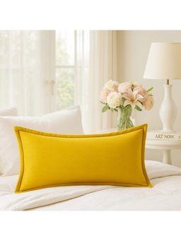 THROW PILLOW - Elegance Solid Mustard Flanged Cushion Cover