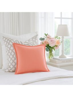 THROW PILLOW - Elegance Solid Peach Flanged Cushion Cover