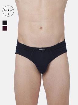 Levi's - Men Cotton 100 Ca Snug Fit Innerelastic Solid Comfort Brief (pack Of 3) Multi-Color