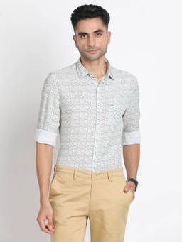 Turtle - Men Rayon Slim Fit Grey Printed Casual Shirt