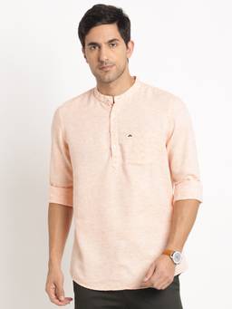 Turtle - Men Cotton Lyolin Slim Fit Light Pink Solid Casual Shirt