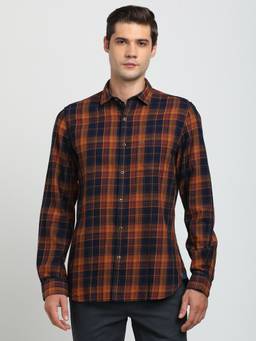 Turtle - Men Cotton Slim Fit Navy Casual Shirt