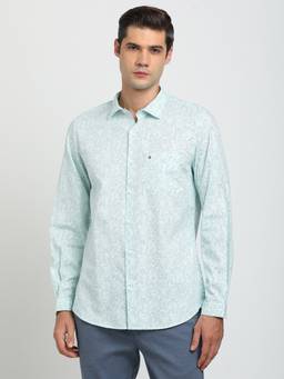 Turtle - Men Cotton Slim Fit Sky Blue Casual Shirt