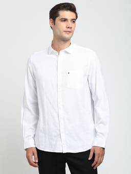 Turtle - Men Cotton Slim Fit White Casual Shirt
