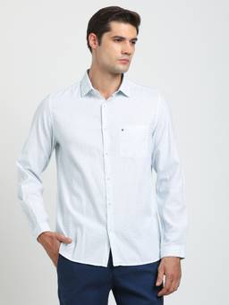 Turtle - Men Cotton Slim Fit Light Blue Casual Shirt