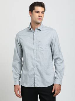 Turtle - Men Cotton Slim Fit Grey Casual Shirt