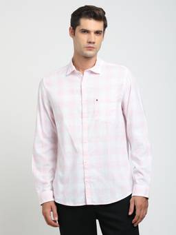 Turtle - Men Cotton Slim Fit Light Pink Casual Shirt