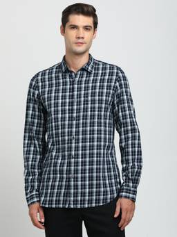 Turtle - Men Cotton Indigo Slim Fit Black Casual Shirt