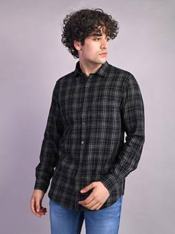 Turtle - Men Cotton Indigo Slim Fit Black Casual Shirt