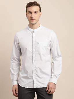 Turtle - Men Cotton Slim Fit White Casual Shirt