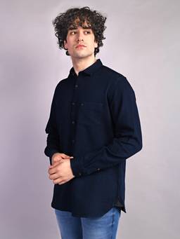 Turtle - Men Cotton Indigo Slim Fit Navy Blue Casual Shirt