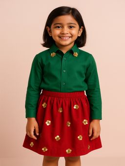 ZIP ZAP ZOOP - Christmas Special Green Shirt And Red Skirt