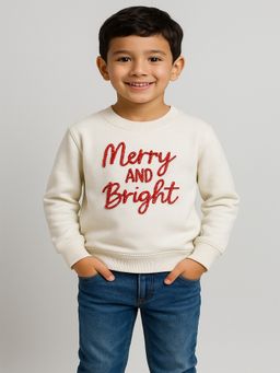 ZIP ZAP ZOOP - White Christmas Merry And Embroidered Sweatshirt