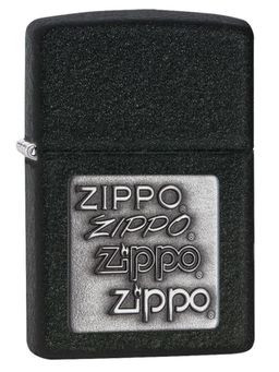 Zippo - Black Crackle Silver Logo Windproof Pocket Lighter