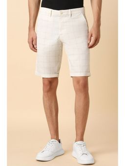 Allen Solly - Men Cream Check Slim Fit Shorts