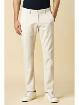 Allen Solly - Men Cream Slim Fit Solid Casual Trousers