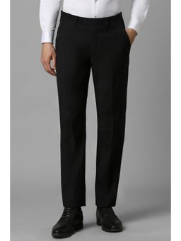 Louis Philippe - Men Black Slim Fit Solid Flat Front Formal Trousers